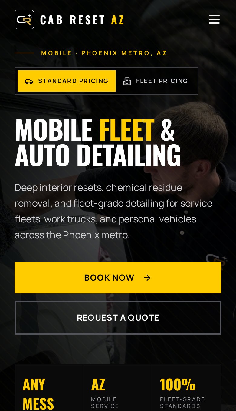 Cab Reset AZ — mobile website built by WebJesters